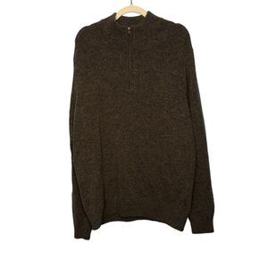 Legendary Whitetails Sweater Mens Large Brown 1/4 Zip Casual Pullover Shirt Wool